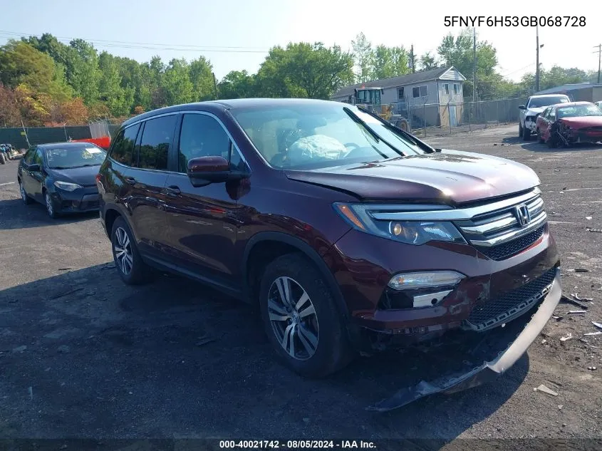 5FNYF6H53GB068728 2016 Honda Pilot Ex-L