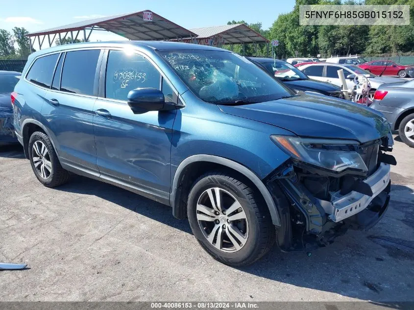 2016 Honda Pilot Ex-L VIN: 5FNYF6H85GB015152 Lot: 40086153