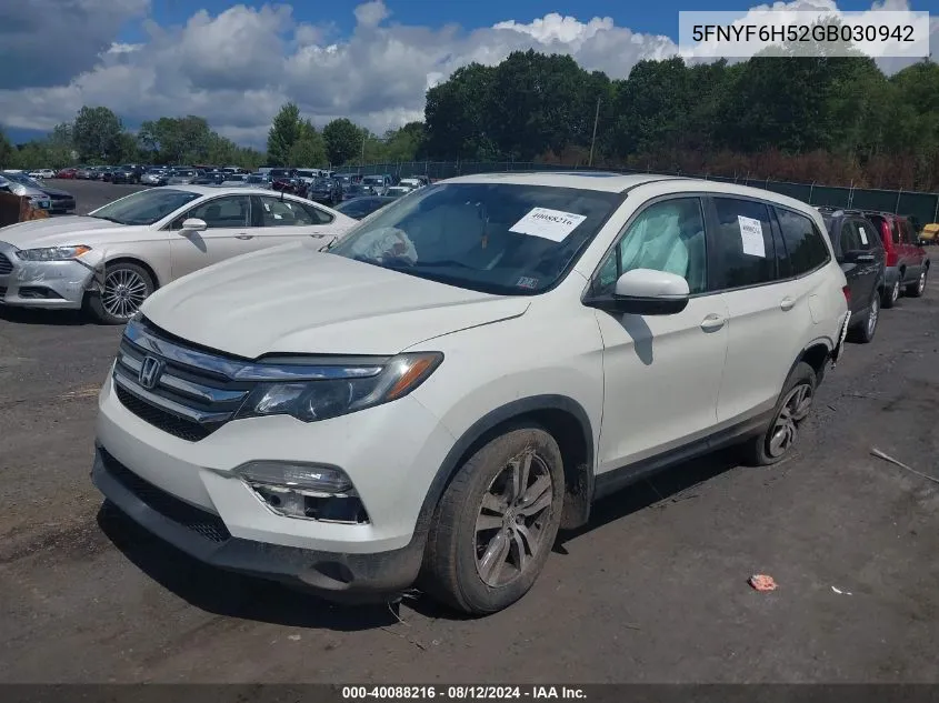 5FNYF6H52GB030942 2016 Honda Pilot Ex-L