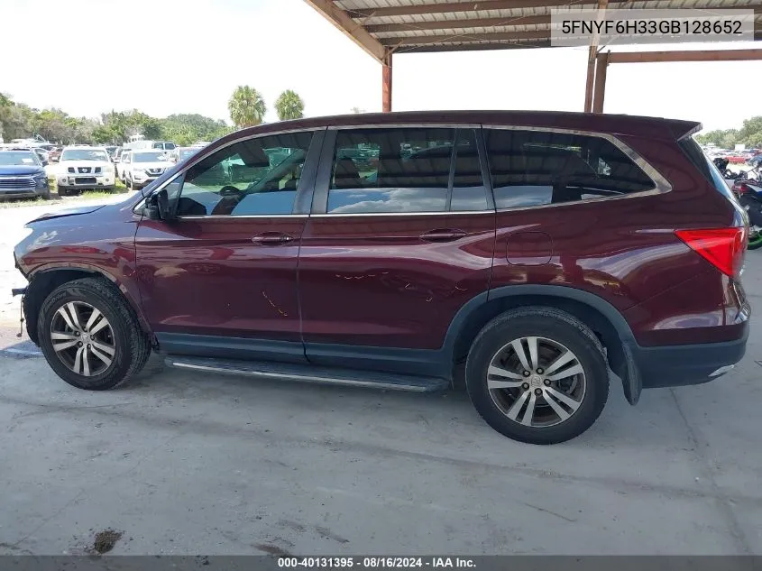 2016 Honda Pilot Ex VIN: 5FNYF6H33GB128652 Lot: 40131395