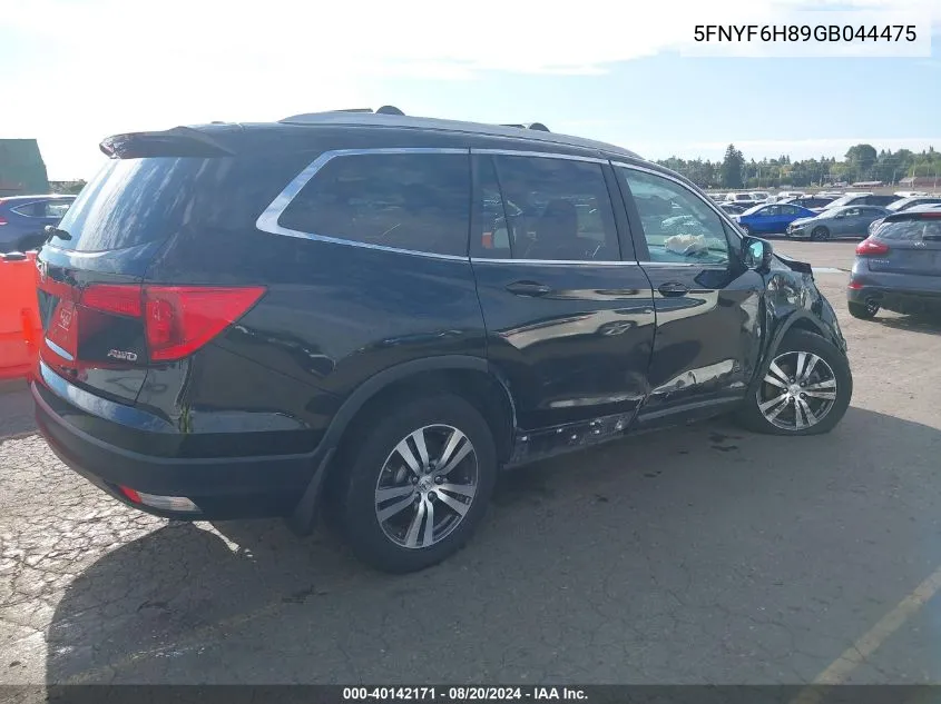 2016 Honda Pilot Ex-L VIN: 5FNYF6H89GB044475 Lot: 40142171