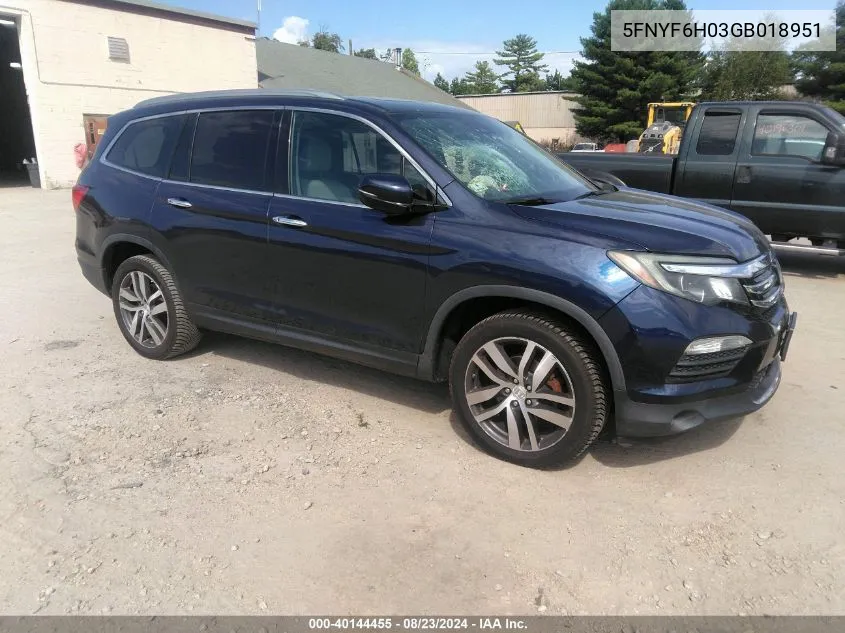 5FNYF6H03GB018951 2016 Honda Pilot Elite