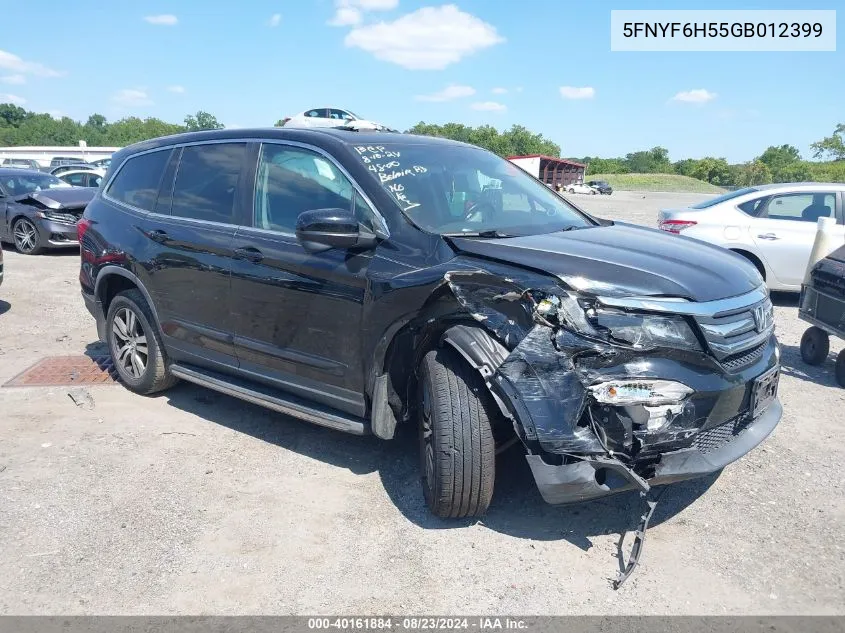 2016 Honda Pilot Ex-L VIN: 5FNYF6H55GB012399 Lot: 40161884