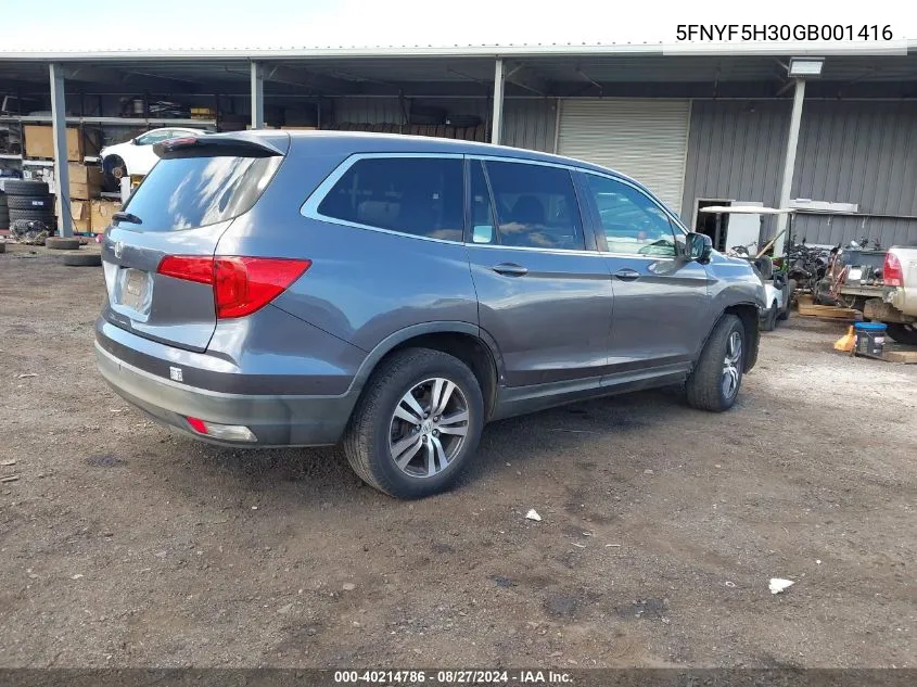 5FNYF5H30GB001416 2016 Honda Pilot Ex