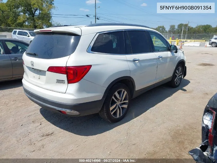 2016 Honda Pilot Touring VIN: 5FNYF6H90GB091354 Lot: 40214995