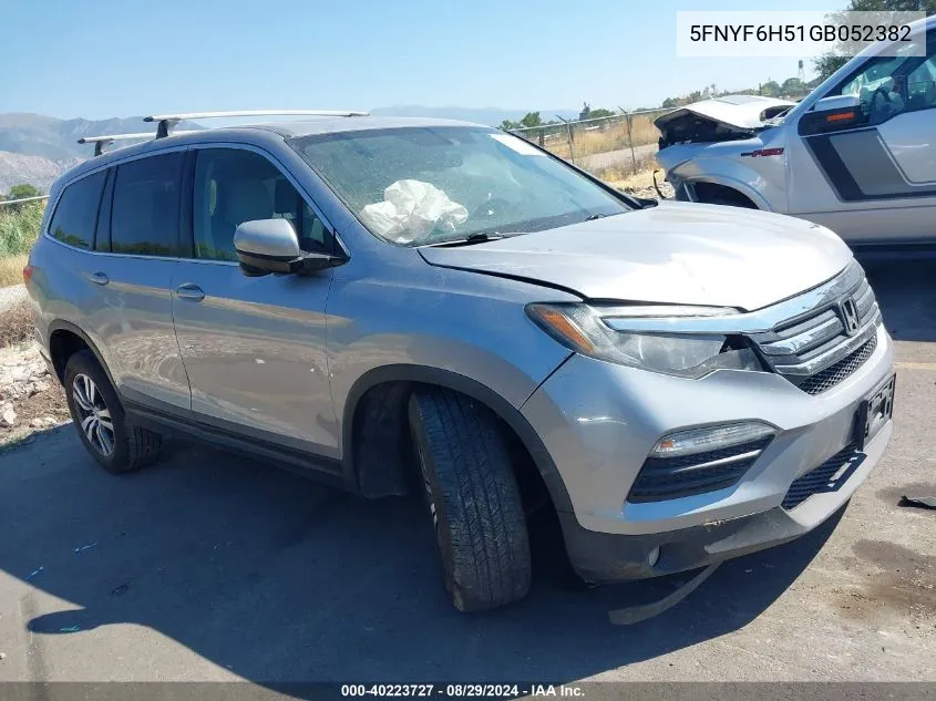 2016 Honda Pilot Ex-L VIN: 5FNYF6H51GB052382 Lot: 40223727