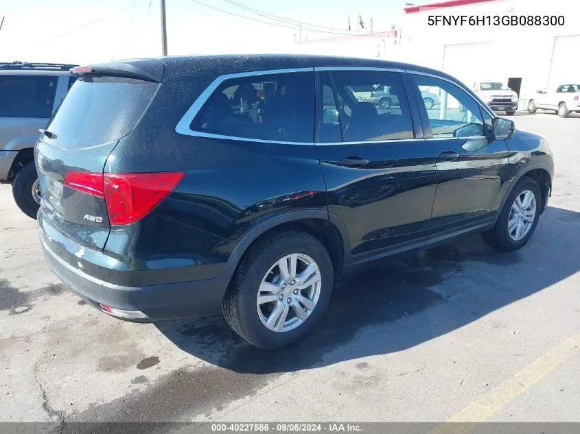 2016 Honda Pilot Lx VIN: 5FNYF6H13GB088300 Lot: 40227585