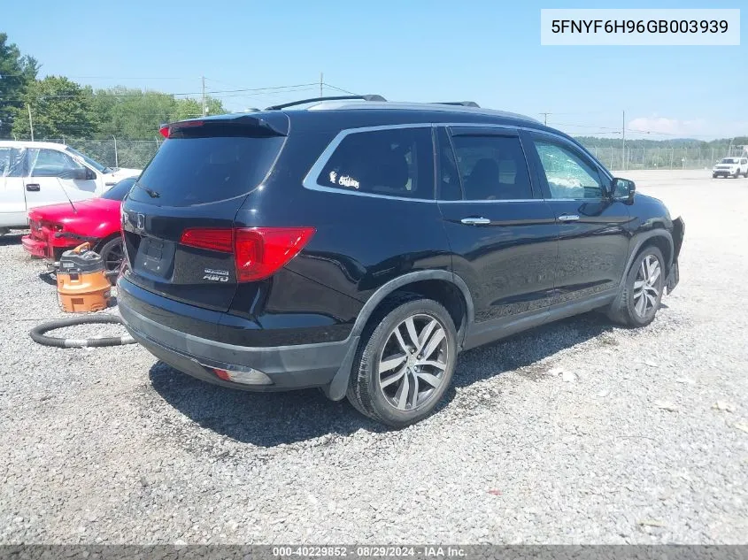 2016 Honda Pilot Touring VIN: 5FNYF6H96GB003939 Lot: 40229852