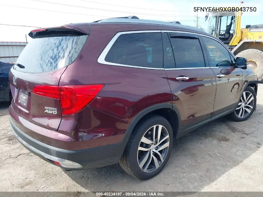 5FNYF6H9XGB043750 2016 Honda Pilot Touring