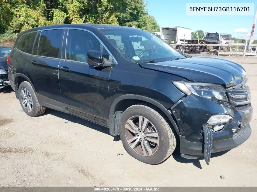 2016 Honda Pilot Exln VIN: 5FNYF6H73GB116701 Lot: 40263479