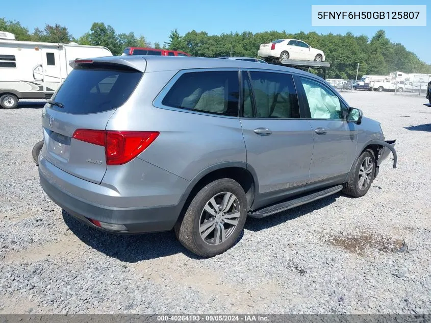 5FNYF6H50GB125807 2016 Honda Pilot Exl