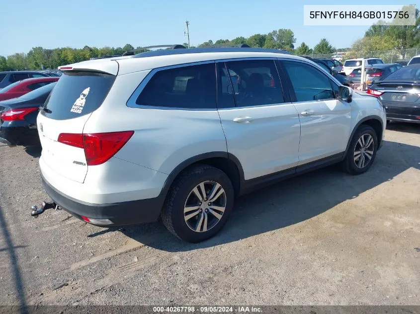 5FNYF6H84GB015756 2016 Honda Pilot Exl