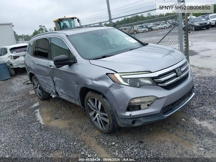 5FNYF5H92GB006850 2016 Honda Pilot Touring