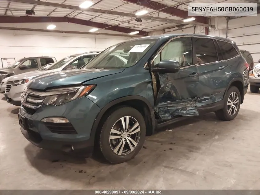 2016 Honda Pilot Ex-L VIN: 5FNYF6H50GB060019 Lot: 40290097