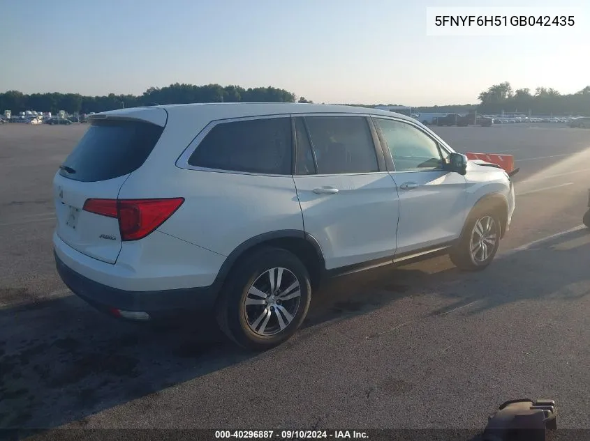 2016 Honda Pilot Exl VIN: 5FNYF6H51GB042435 Lot: 40296887