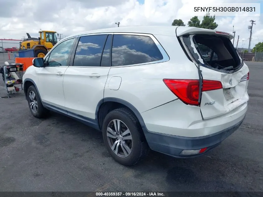 5FNYF5H30GB014831 2016 Honda Pilot Ex