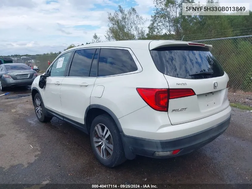 2016 Honda Pilot Ex VIN: 5FNYF5H33GB013849 Lot: 40417114