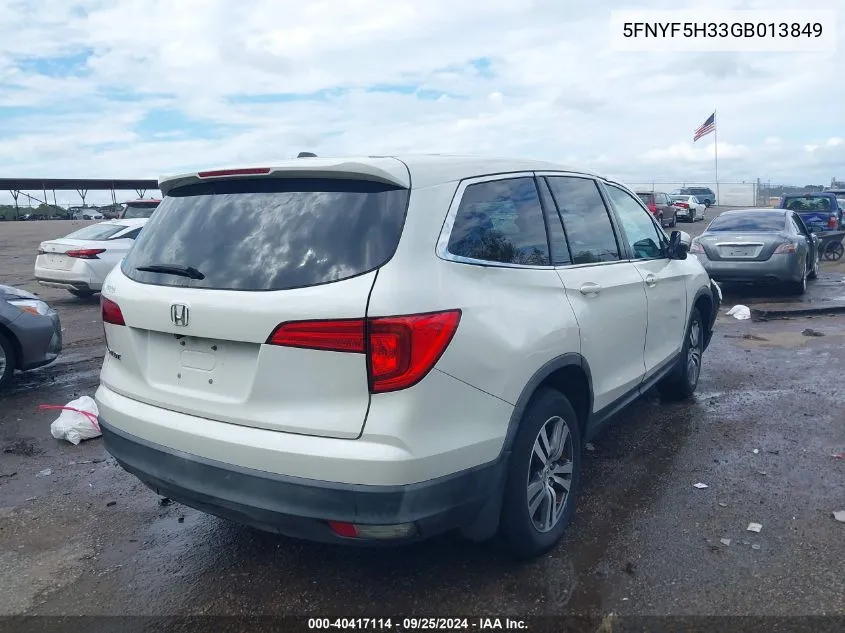 2016 Honda Pilot Ex VIN: 5FNYF5H33GB013849 Lot: 40417114