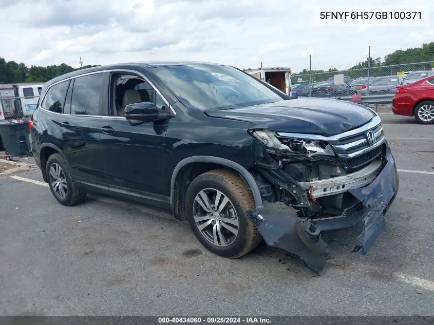 2016 Honda Pilot Ex-L VIN: 5FNYF6H57GB100371 Lot: 40434060