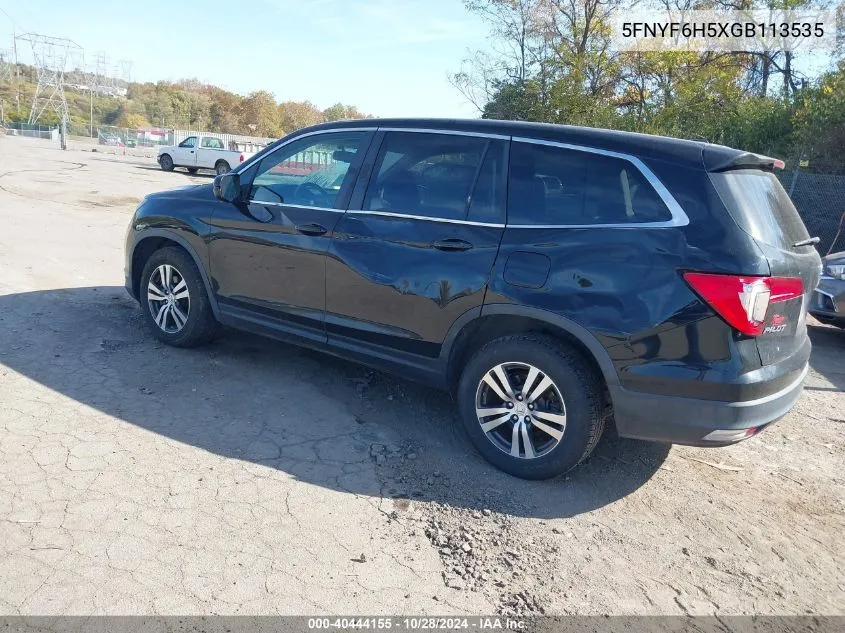 2016 Honda Pilot Ex-L VIN: 5FNYF6H5XGB113535 Lot: 40444155