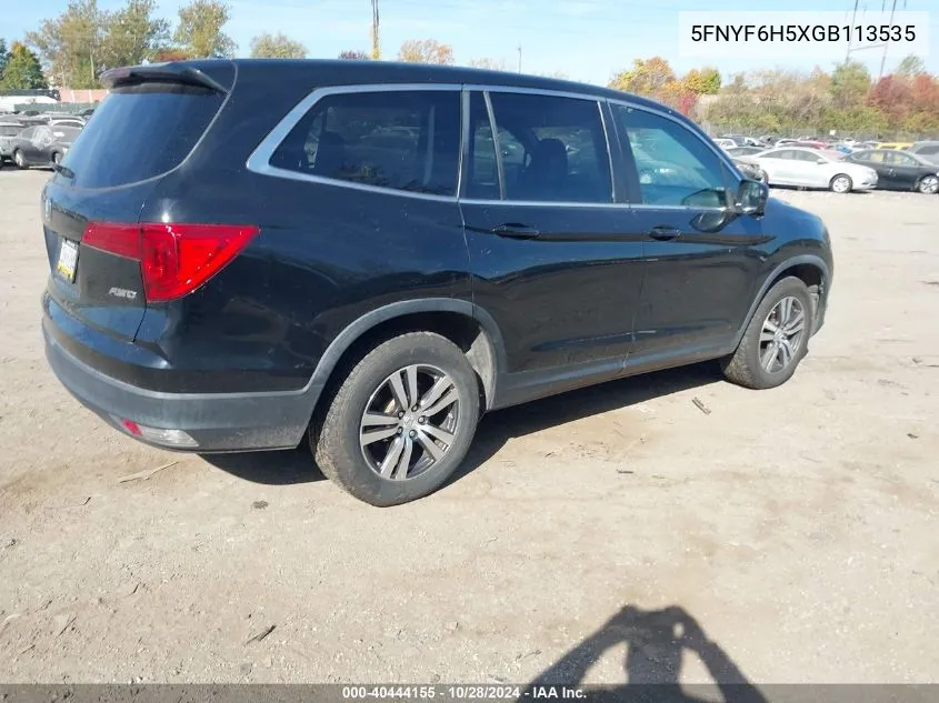 2016 Honda Pilot Ex-L VIN: 5FNYF6H5XGB113535 Lot: 40444155