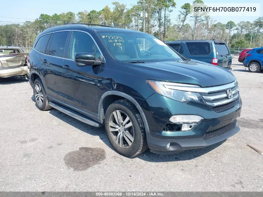 2016 Honda Pilot Ex-L VIN: 5FNYF6H70GB077419 Lot: 40592066