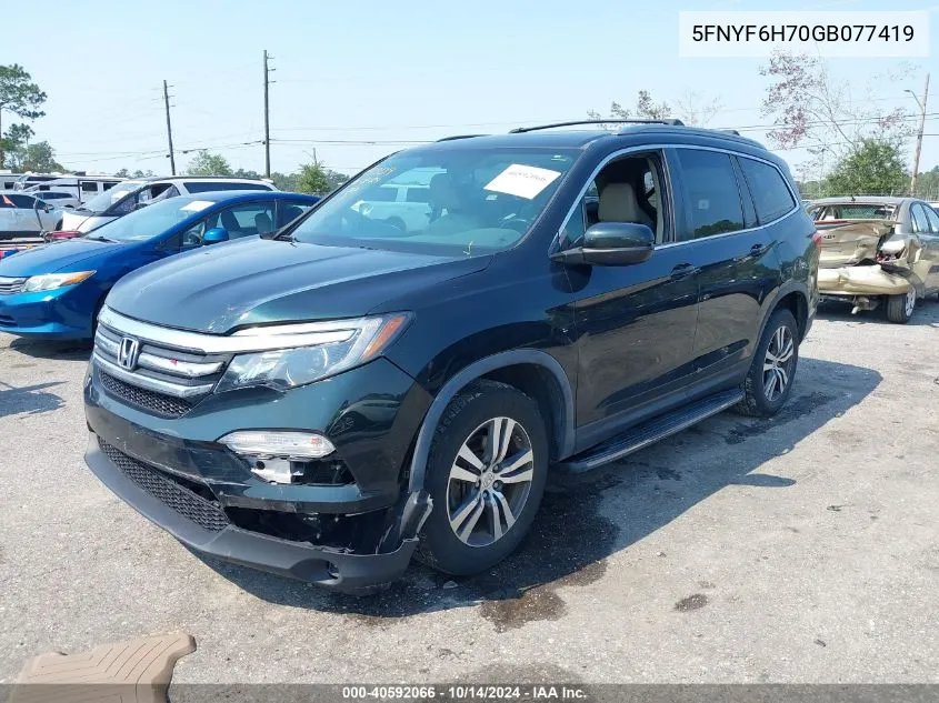 2016 Honda Pilot Ex-L VIN: 5FNYF6H70GB077419 Lot: 40592066