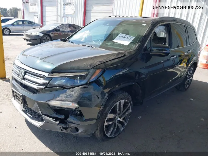 5FNYF5H9XGB005736 2016 Honda Pilot Touring