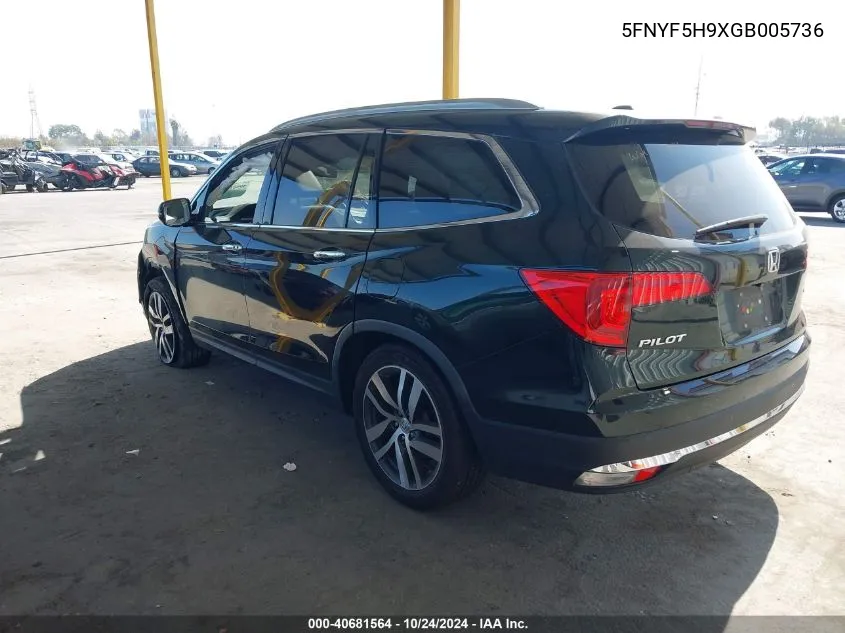 5FNYF5H9XGB005736 2016 Honda Pilot Touring