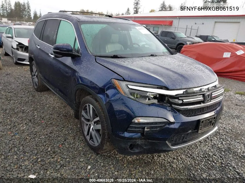 2016 Honda Pilot Touring VIN: 5FNYF6H9XGB061519 Lot: 40683026