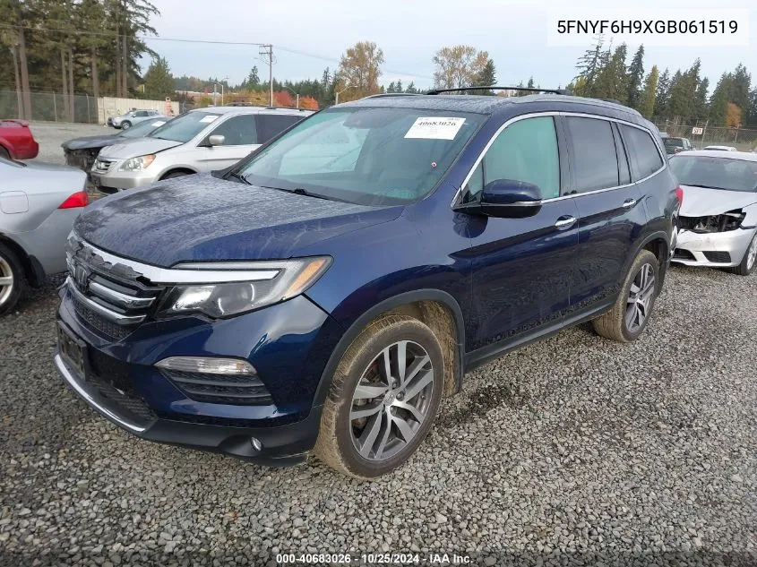 2016 Honda Pilot Touring VIN: 5FNYF6H9XGB061519 Lot: 40683026