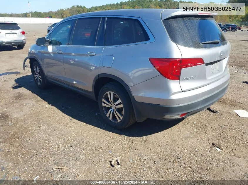 2016 Honda Pilot Ex-L VIN: 5FNYF5H50GB026477 Lot: 40686436