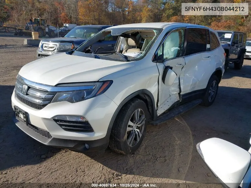 2016 Honda Pilot Ex VIN: 5FNYF6H43GB044212 Lot: 40697634