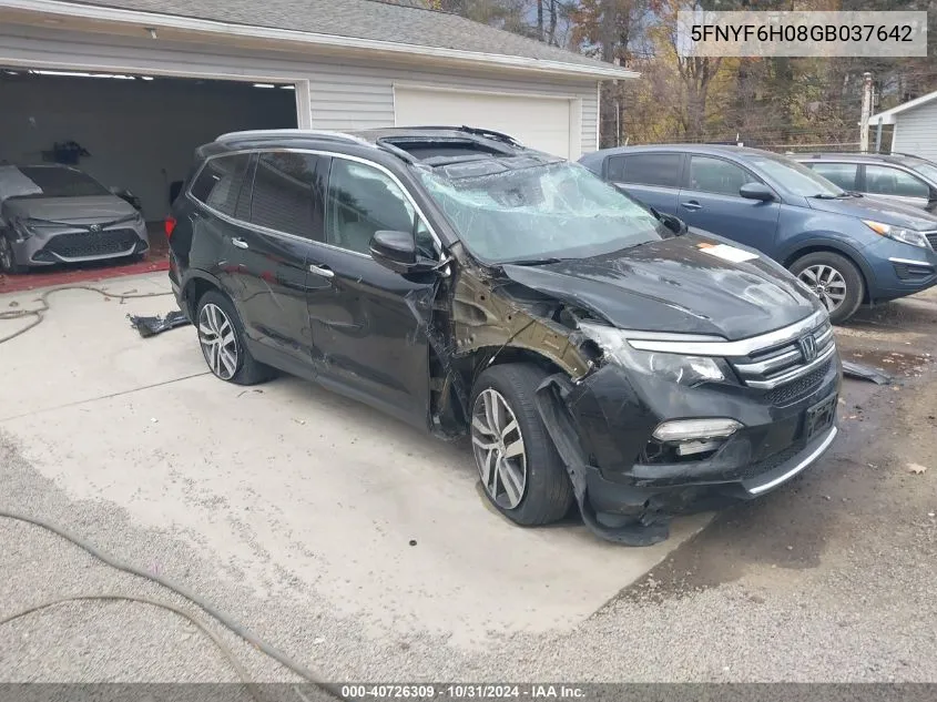 2016 Honda Pilot Elite VIN: 5FNYF6H08GB037642 Lot: 40726309