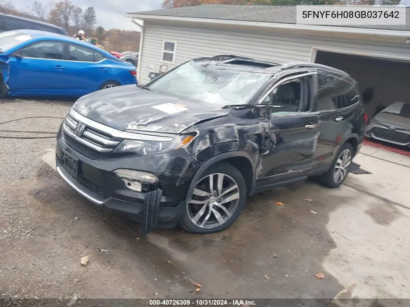 2016 Honda Pilot Elite VIN: 5FNYF6H08GB037642 Lot: 40726309