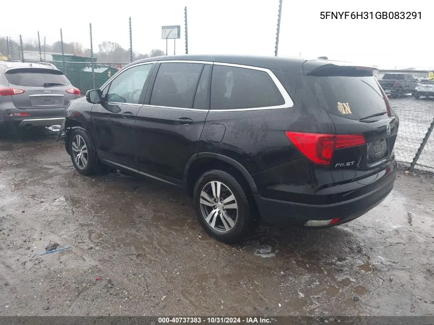 2016 Honda Pilot Ex VIN: 5FNYF6H31GB083291 Lot: 40737383