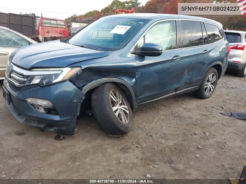 2016 Honda Pilot Ex-L VIN: 5FNYF6H71GB024227 Lot: 40739798