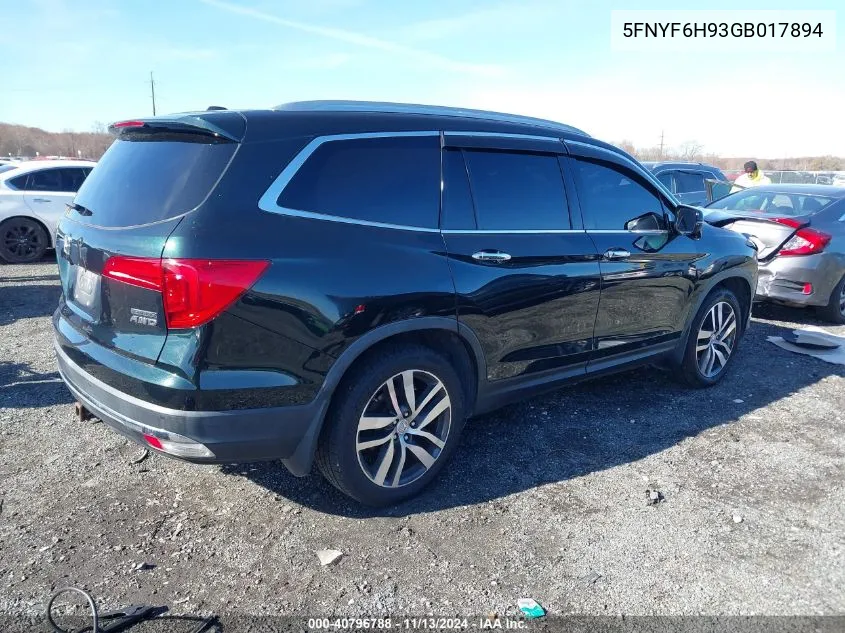 5FNYF6H93GB017894 2016 Honda Pilot Touring