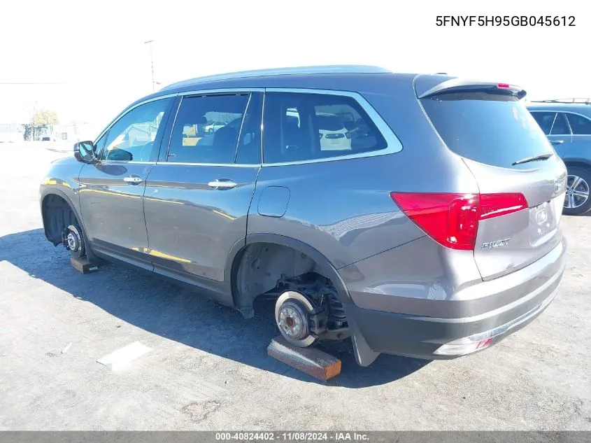 2016 Honda Pilot Touring VIN: 5FNYF5H95GB045612 Lot: 40824402