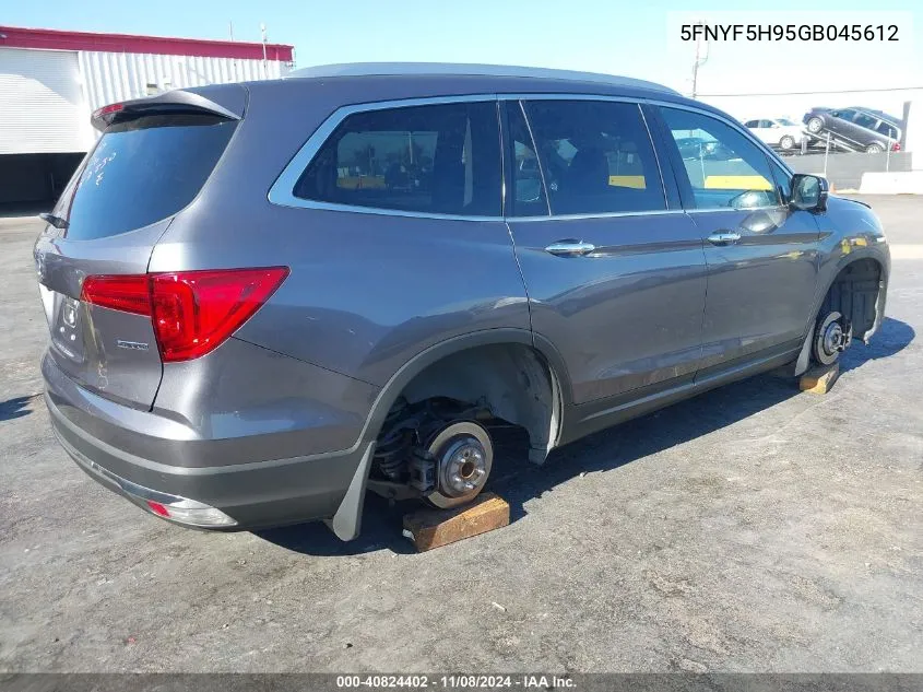 2016 Honda Pilot Touring VIN: 5FNYF5H95GB045612 Lot: 40824402