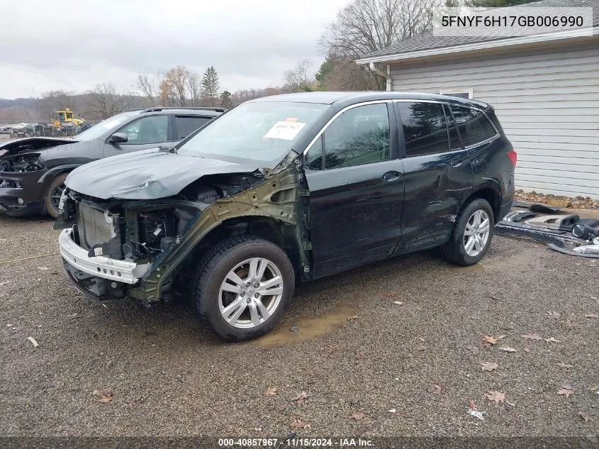 2016 Honda Pilot Lx VIN: 5FNYF6H17GB006990 Lot: 40857967