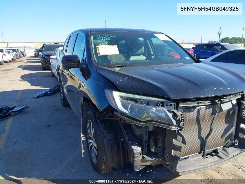 2016 Honda Pilot Ex-L VIN: 5FNYF5H54GB049325 Lot: 40881167