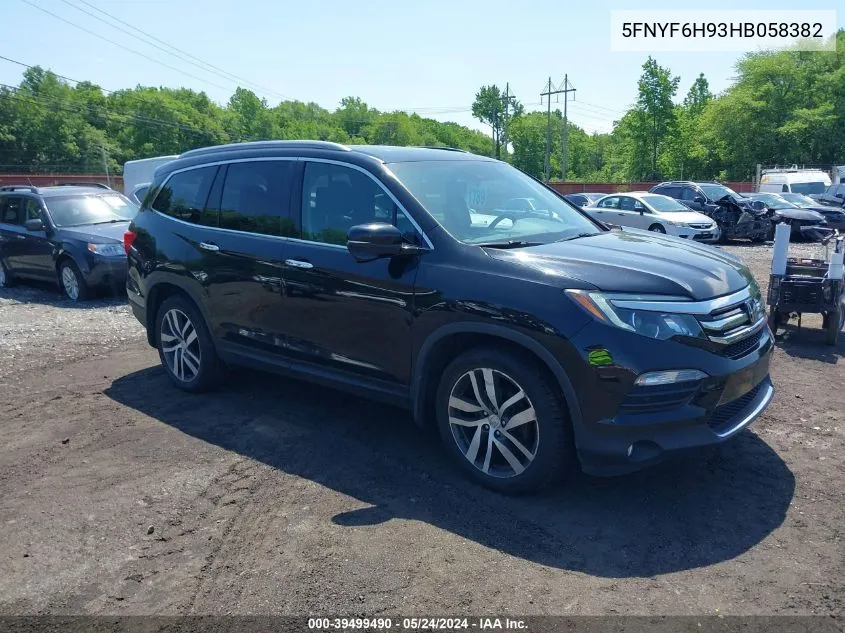 2017 Honda Pilot Touring VIN: 5FNYF6H93HB058382 Lot: 39499490