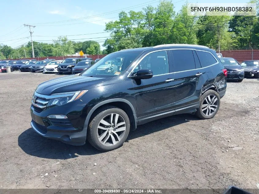 2017 Honda Pilot Touring VIN: 5FNYF6H93HB058382 Lot: 39499490