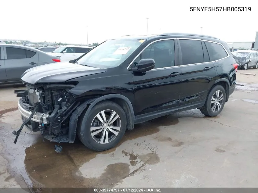 5FNYF5H57HB005319 2017 Honda Pilot Ex-L