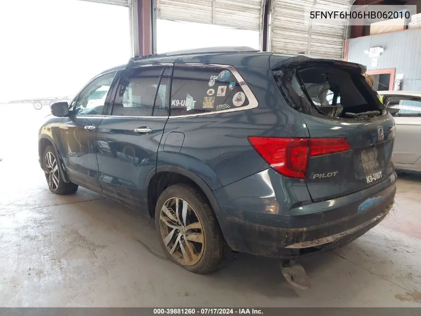 5FNYF6H06HB062010 2017 Honda Pilot Elite