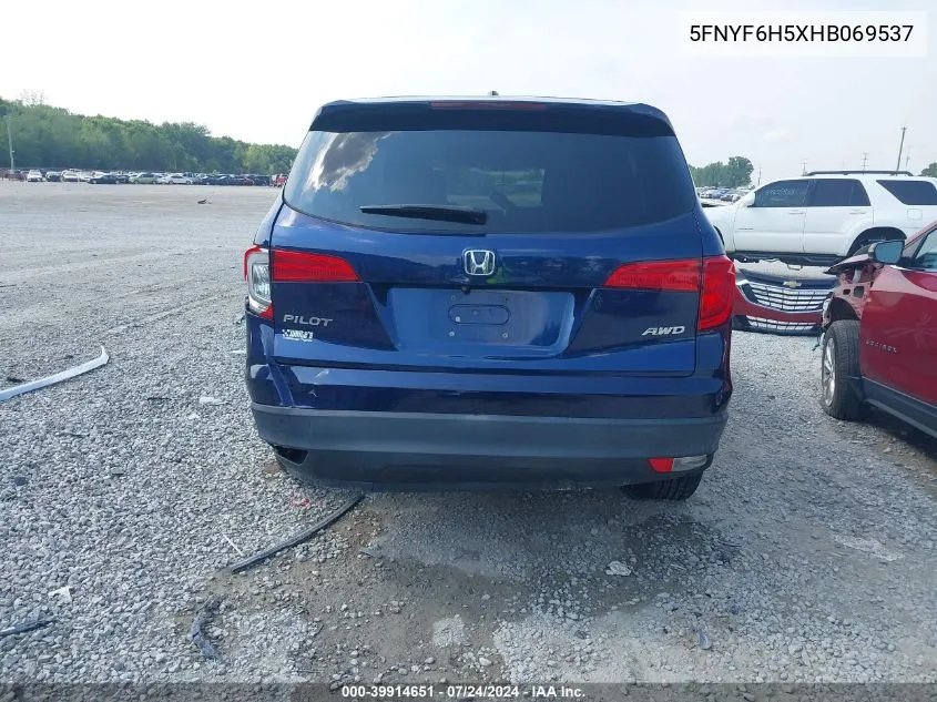 5FNYF6H5XHB069537 2017 Honda Pilot Ex-L