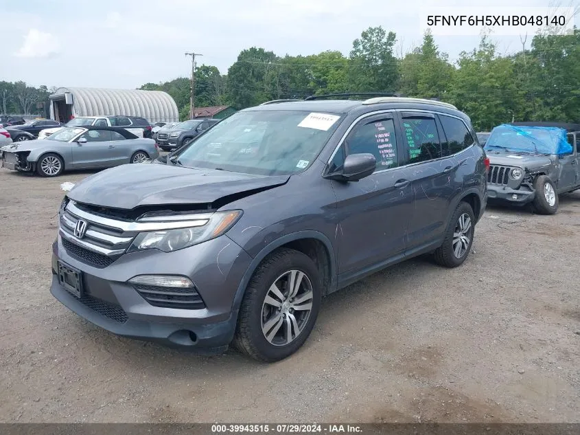 2017 Honda Pilot Ex-L VIN: 5FNYF6H5XHB048140 Lot: 39943515