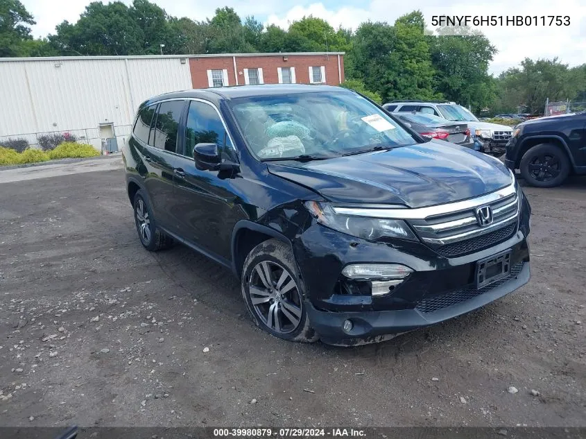 2017 Honda Pilot Ex-L VIN: 5FNYF6H51HB011753 Lot: 39980879