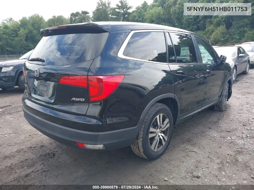 5FNYF6H51HB011753 2017 Honda Pilot Ex-L